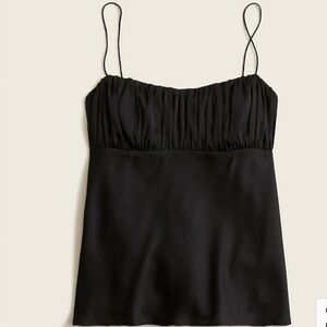 Silk Gathered Camisole in Black by JCrew
